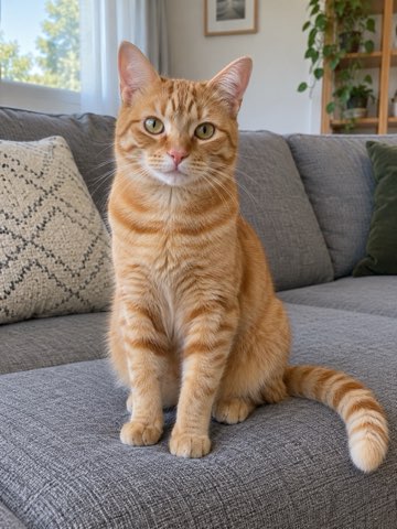 Foto de gato naranja → Window Dance con mascota